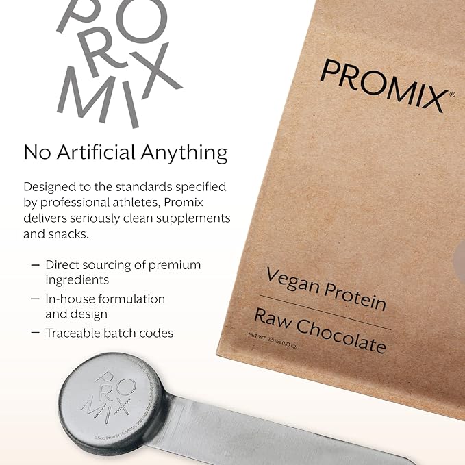 Promix Plant-Based Vegan Protein Powder, Raw Chocolate 2.5lb Bulk B-12 -