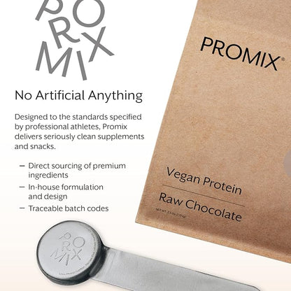 Promix Plant-Based Vegan Protein Powder, Raw Chocolate 2.5lb Bulk B-12 -