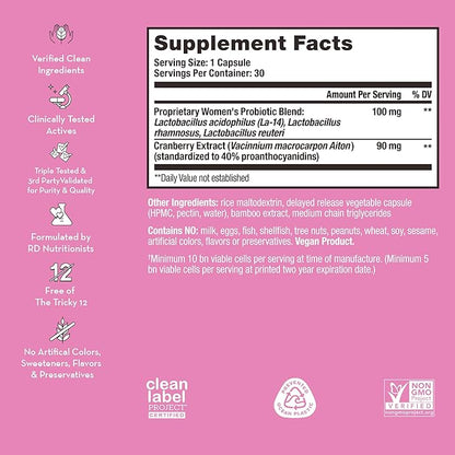 HUM Private Party - Vaginal Probiotics for Women's Health, pH Balance Supplement, and Urinary Tract Support with Cranberry & Lactobacillus Blend | Cranberry Pills, (30 Capsules)
