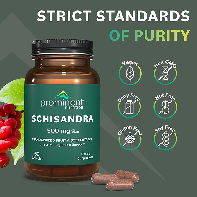 Schisandra Supplement - Stress Management Support 500 mg, 60 Count