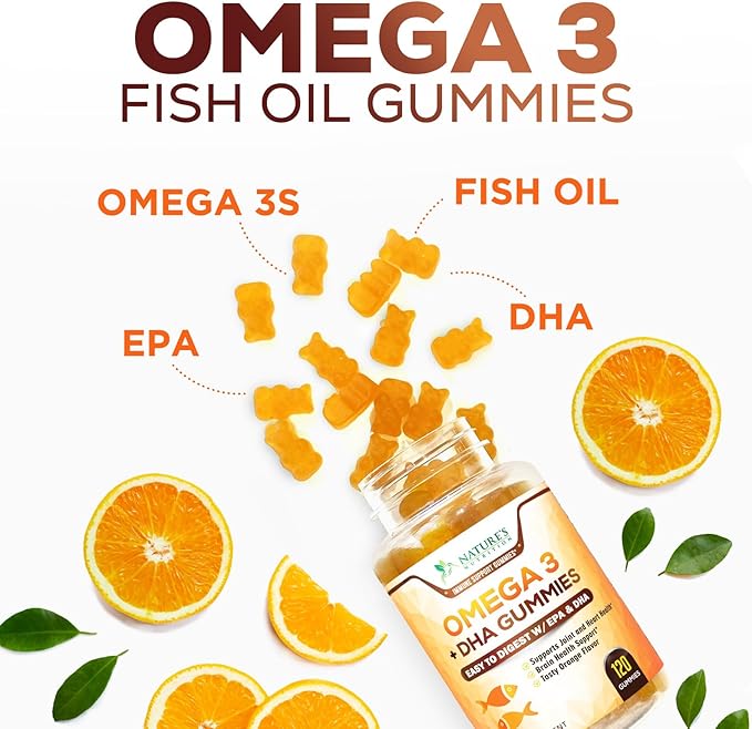 Omega 3 Fish Oil Gummies, Heart 3 Gummy 3 Fish 120 Gummies