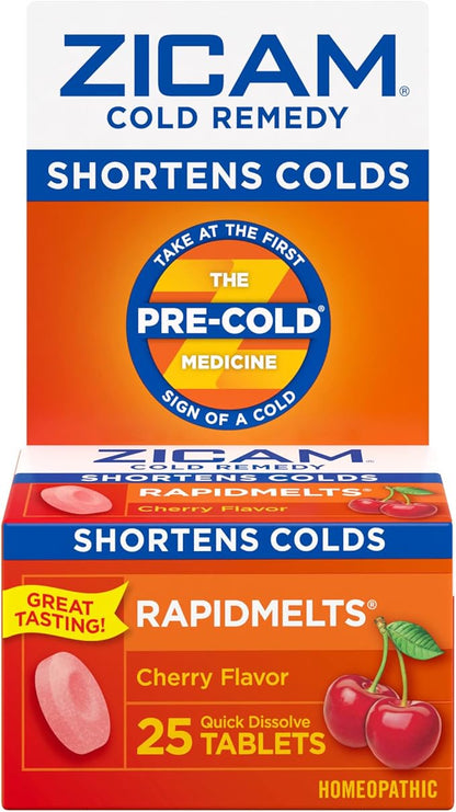 Zicam Cold Remedy, Cherry Rapidmelts (25 Count) and No-Drip Nasal Spray (0.5 Ounce) Bundle