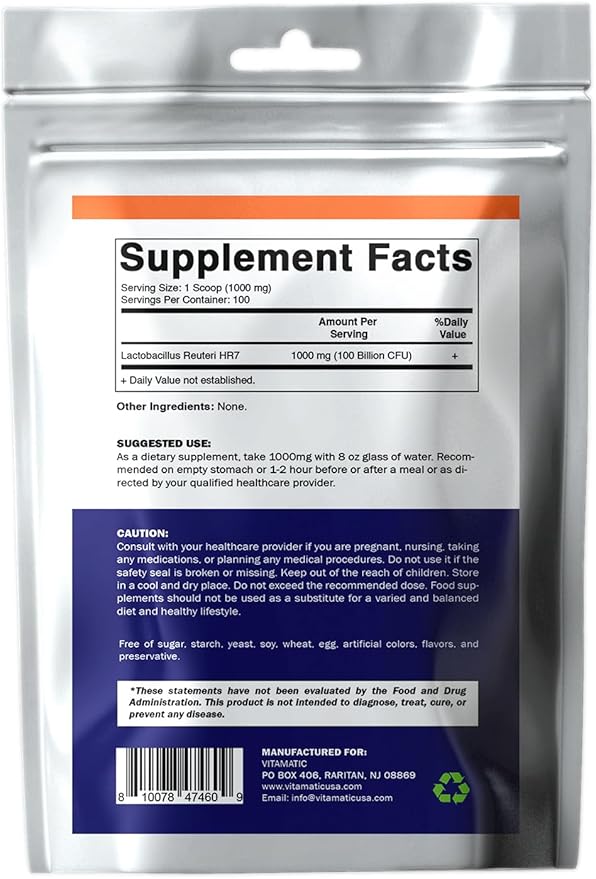 Vitamatic Lactobacillus Reuteri Probiotic Powder 100 Gram (3.5 OZ) 100 Servings