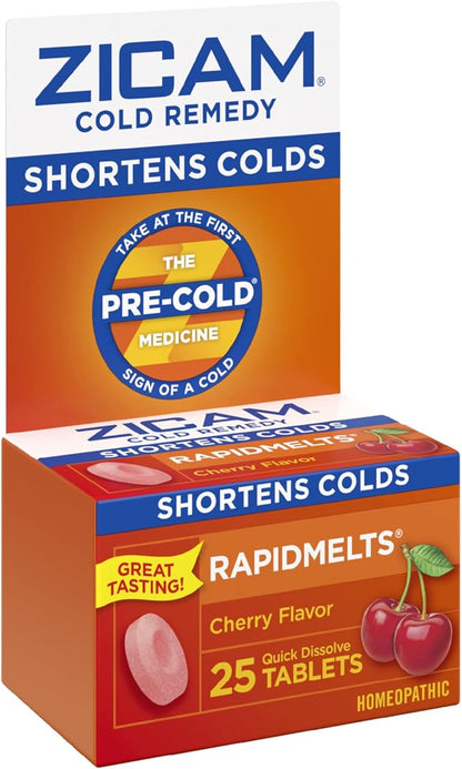 Zicam Cold Remedy, Cherry Rapidmelts (25 Count) and No-Drip Nasal Spray (0.5 Ounce) Bundle