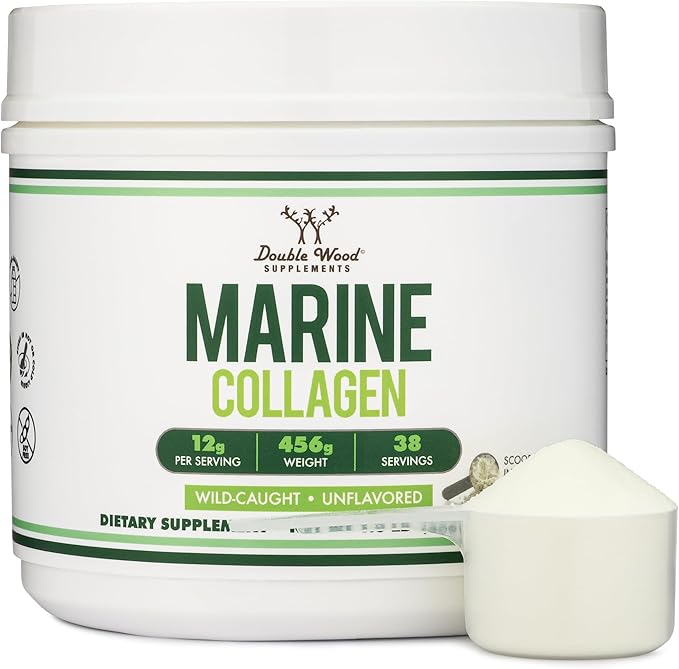 Double Wood Supplements Marine Collagen Powder (1 LB 16 OZ (38 Servings 12 Grams