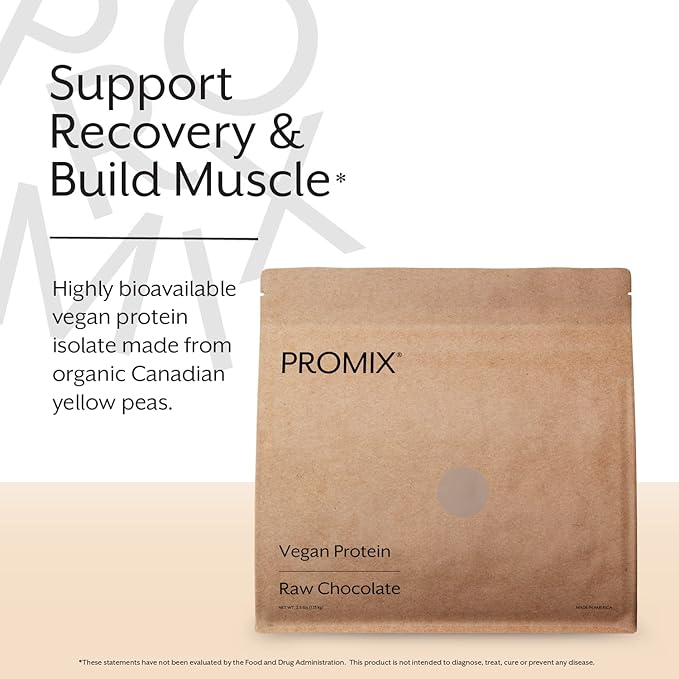 Promix Plant-Based Vegan Protein Powder, Raw Chocolate 2.5lb Bulk B-12 -