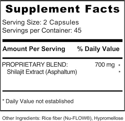 Premium Shilajit Supplement 700 mg 90 Vegan
