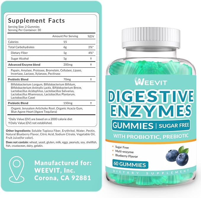 Digestive Enzymes Gummies, Chewable Digestive Enzymes