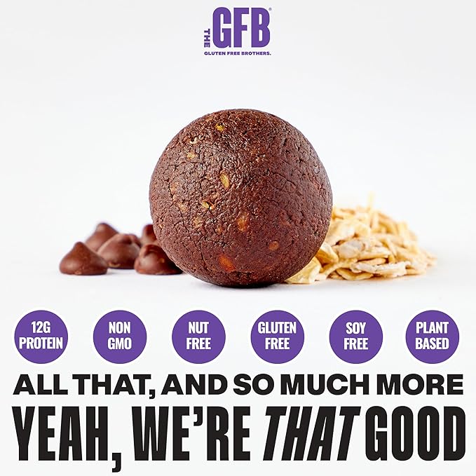 The GFB Fudge Brownie Cookie Protein Bites - Allergen Friendly & Nut Free - Gluten Free, Plant Based, Non GMO, Sustainably Made – Ridiculously Tasty, Healthy, Protein Energy Balls, 4 oz (6 Count)