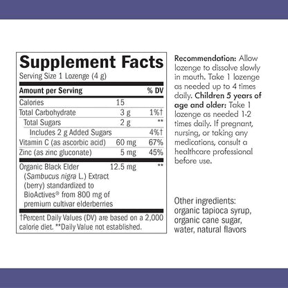 Nature's Way Organic Sambucus Zinc Lozenges 24 Lozenges 3)