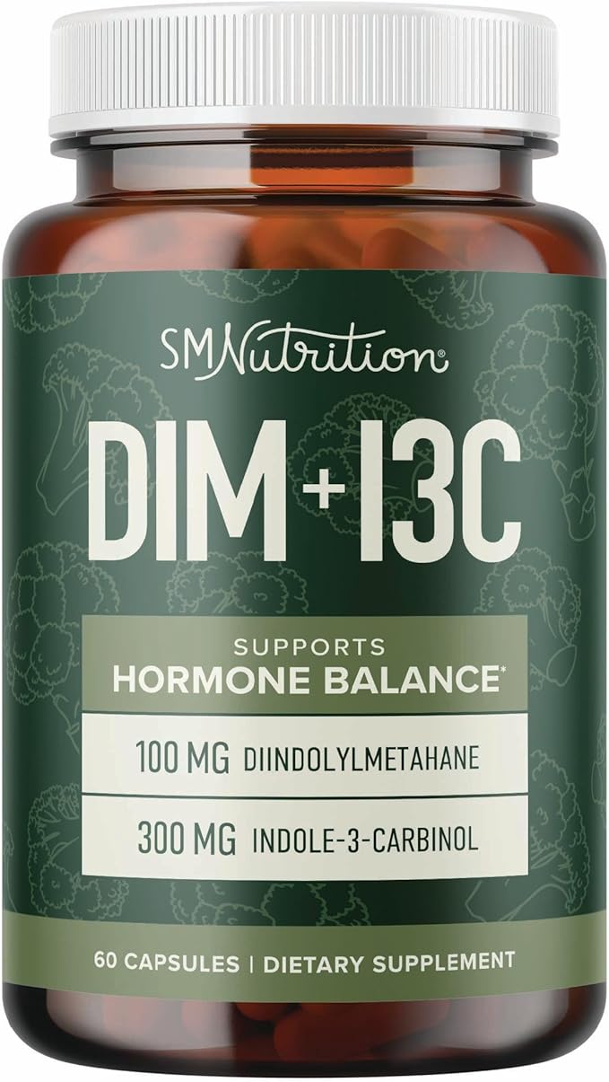 SMNutrition DIM & Indole 3 Carbinol for Hormone Balance for Women & Men | I3C Complex | Estrogen Balance, Menopause Supplements for Womens Health, Antioxidants | Vegan, Non-GMO, Gluten-Free 60 Ct