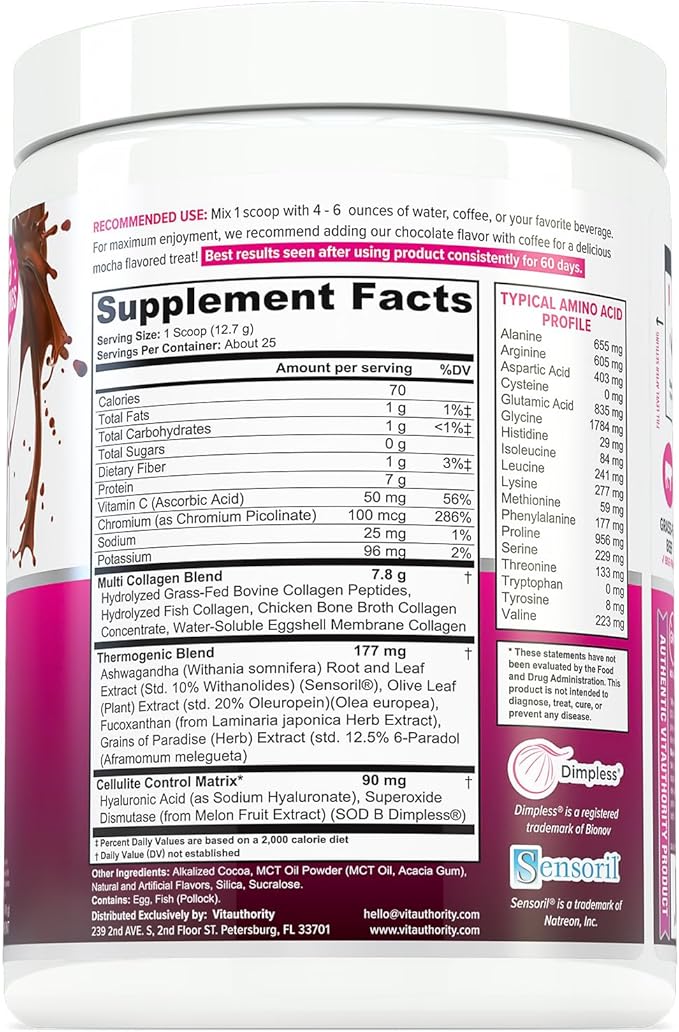 Vitauthority Collagen Peptides Powder Weight Loss 25 Servings