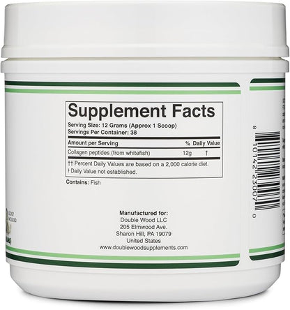 Double Wood Supplements Marine Collagen Powder (1 LB 16 OZ (38 Servings 12 Grams