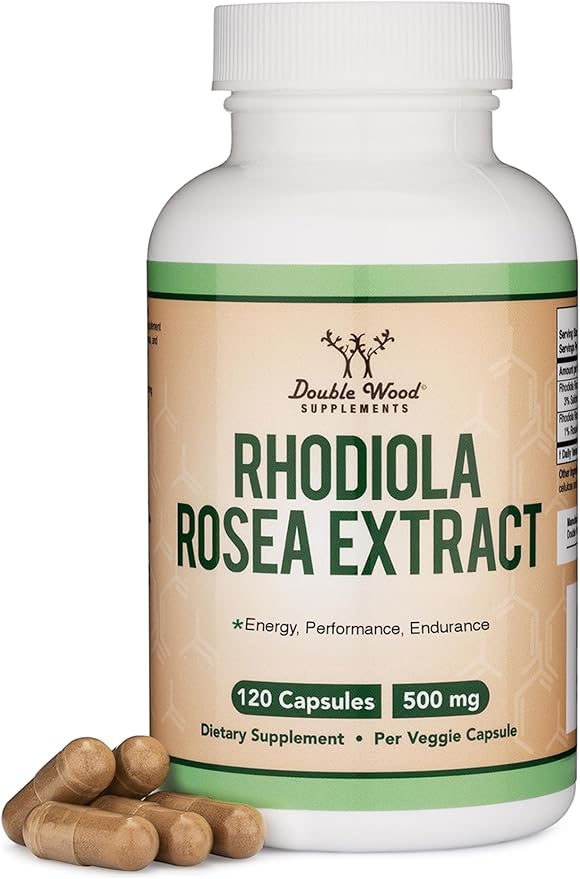 Rhodiola Rosea Supplement 500mg, 120 Vegan 3% Salidrosides, 1% Rosavins