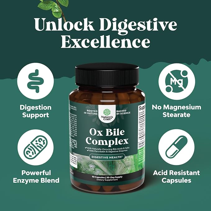 Digestive Enzymes with Ox Bile Supplement 4X Ox (2 Months)