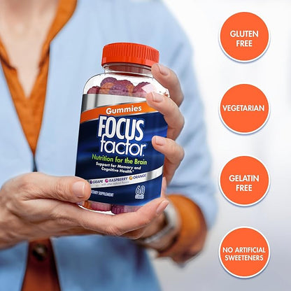 Focus Factor Nootropic Gummies, Memory Supplement 60 Count
