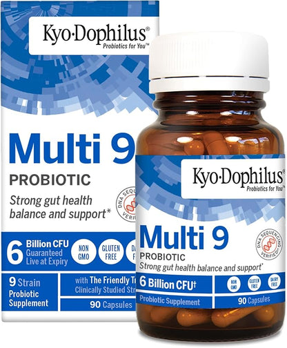 Kyolic Kyo-Dophilus Multi 9 Probiotic, for Strong Gut Health Balance and Support, 90 Capsules Total
