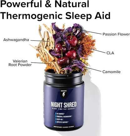 Night Shred Fat Burner and Natural 5-HTP, CLA, (60 Vegetarian