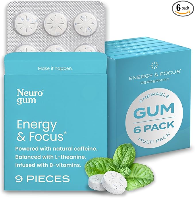 NeuroGum Energy Caffeine Gum (54 Pieces) B12 & B6 -