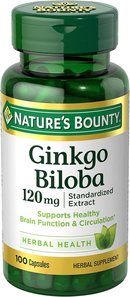 Nature's Bounty Ginkgo Biloba Capsules 120mg, 100 Capsules