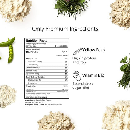 Promix Plant-Based Vegan Protein Powder, Unflavored 5lb Bulk B-12 -