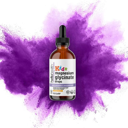 Kids Magnesium Glycinate Liquid Drops – Sugar Free Liquid Magnesium Drops, Happy Calm for Kids Calming Supplement Complex – Magnesium for Children & Nighttime Sleep, Pineapple Flavor 2 Fl Oz.