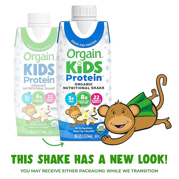 Orgain Organic Kids Nutritional Protein Shake, 8g Dairy 3g Fiber, 22 Vitamins 8.25 Fl 12)