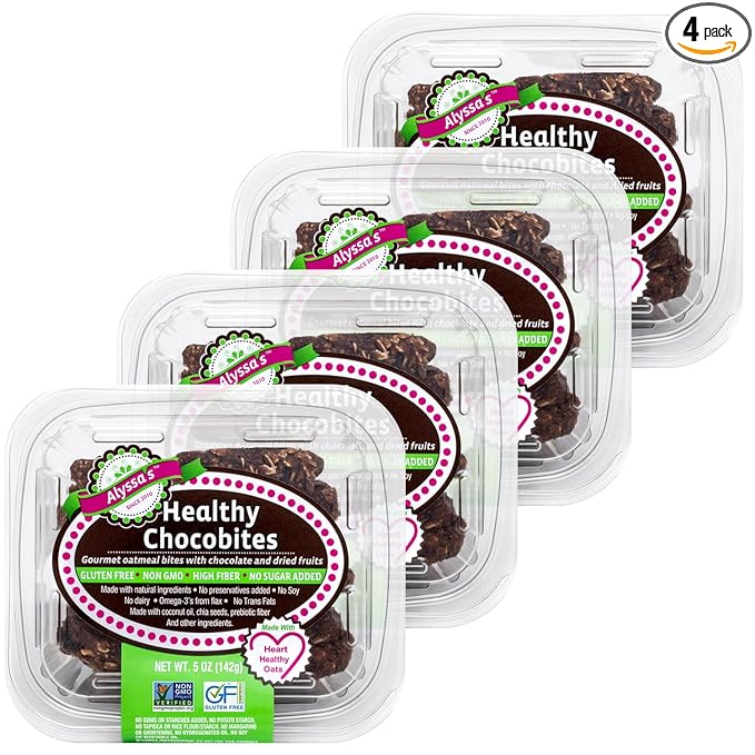 Alyssa’s Chocobites ⎸ Gluten Free Cookies, Healthy Snacks from the Bakery ⎸ Sugar Free Soft Cookies, Low Carb, Keto Protein Snacks ⎸ Gluten Free Snacks for Kids ⎸ 8 Cookies per box, 4 Pack