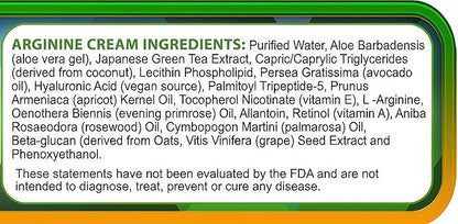 Arginine Cream - 4 oz - L-Arginine Nitric Oxide Support Supplement for Men & Women - Unscented