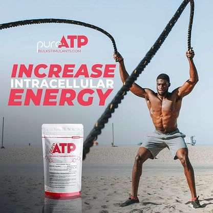 BulkStimulants Pure ATP Adenosine Triphosphate Powder - Increase Energy, Endurance, Strength, Recovery & Muscle Pump, Faster Than Creatine HMB & Nitric Oxide, Natural Pre Workout Supplement - 20 Grams