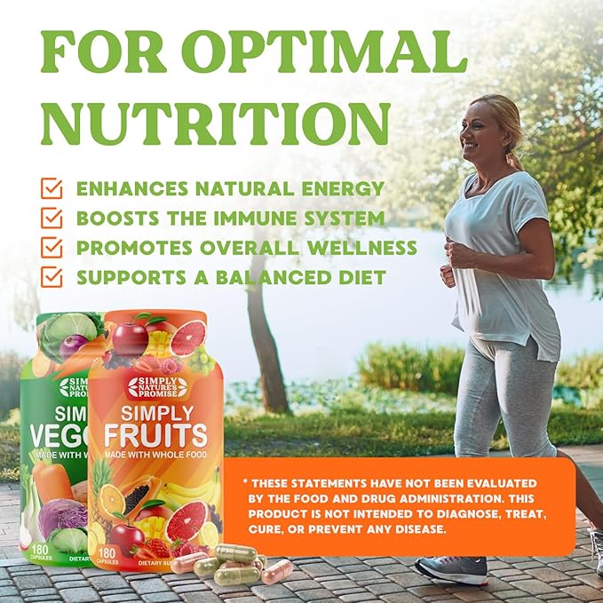Simply Nature's Promise -Packed with Over 40 Different Fruits & Vegetables - Made with Whole Food Superfoods - with Aloe Vera – 100% Soy Free -2 Month Supply- 180 Count (Pack of 2)