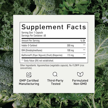 SMNutrition DIM & Indole 3 Carbinol for Hormone Balance for Women & Men | I3C Complex | Estrogen Balance, Menopause Supplements for Womens Health, Antioxidants | Vegan, Non-GMO, Gluten-Free 60 Ct