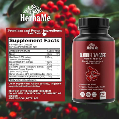Blood Circulation Supplement, 120 Capsules, Supports