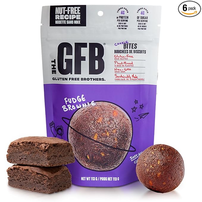 The GFB Fudge Brownie Cookie Protein Bites - Allergen Friendly & Nut Free - Gluten Free, Plant Based, Non GMO, Sustainably Made – Ridiculously Tasty, Healthy, Protein Energy Balls, 4 oz (6 Count)