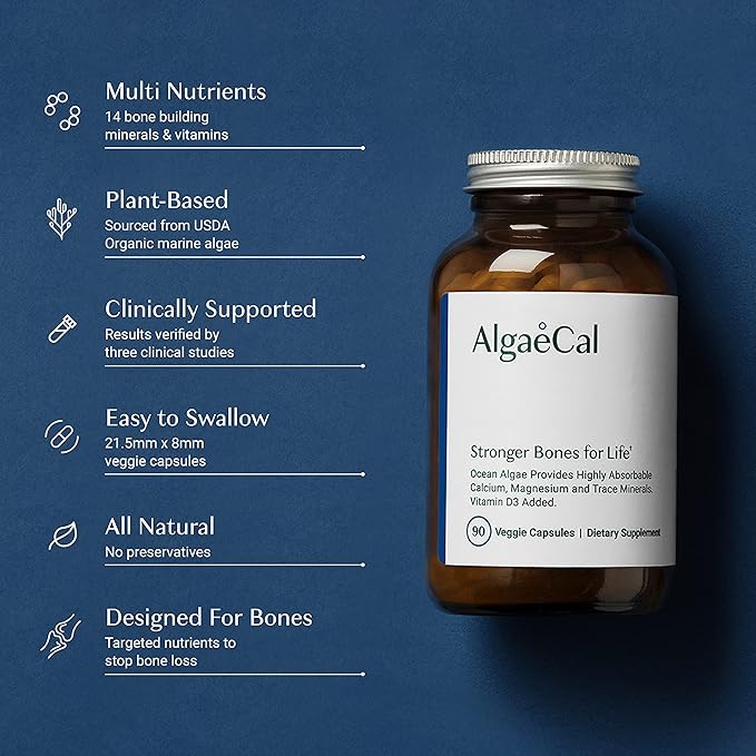 ALGAECAL - Plant Based Calcium Supplement D3 (1000 (1000 IU) 13 Minerals (750 mg) 90 Veggie