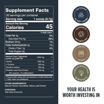 LIFESTACKS Focus Coffee Creamer for Energy & Clarity - MCT Powder + Nootropics + Adaptogens - Boost Productivity Without Jitters or Crash - Keto, Vegan, 0 Sugar - with Taurine, L-Tyrosine, Rhodiola