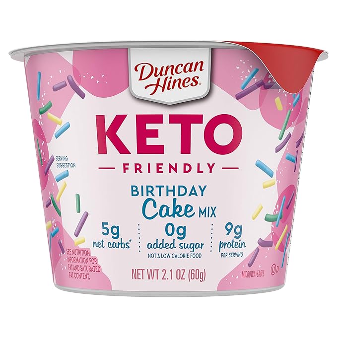 Duncan Hines Keto Friendly Cake Cups Birthday Cake Mix, 2.1 oz