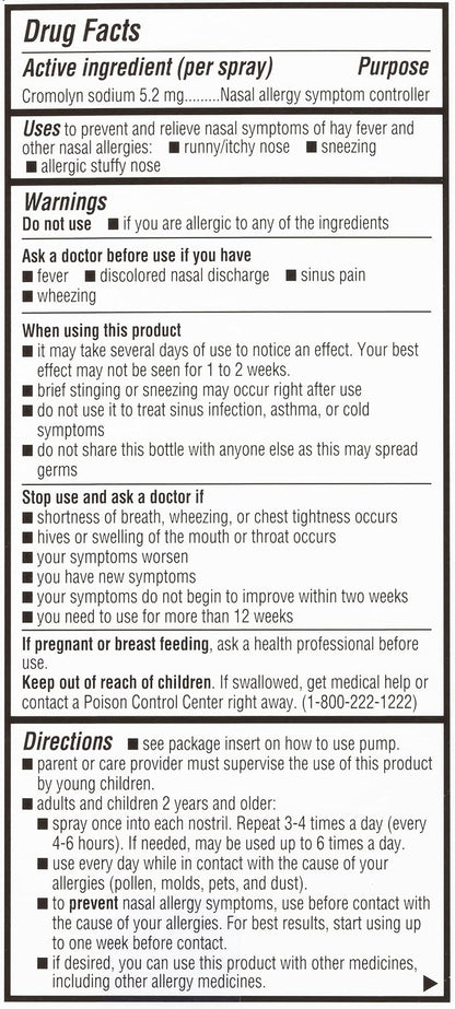 NasalCrom Nasal Spray Allergy Symptom Controller 200 Sprays .88 FL (2 Pack)