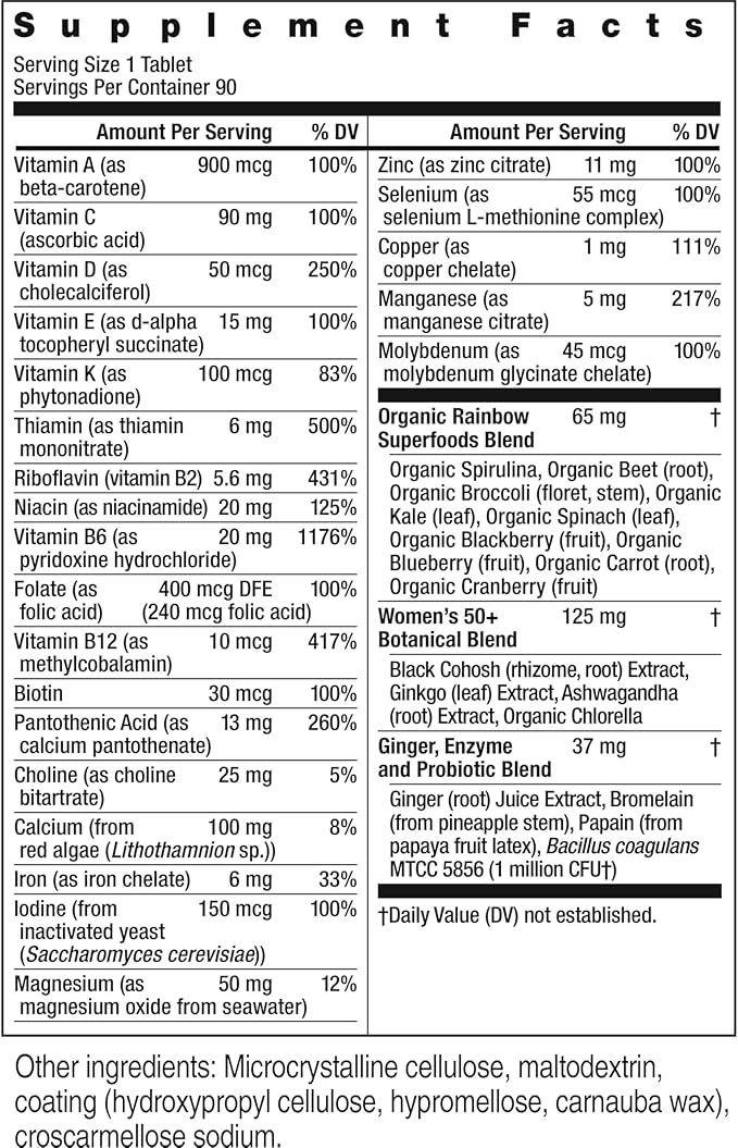 Rainbow Light Multivitamin for Women 50+, 50+ Multivitamin 90 Tablets