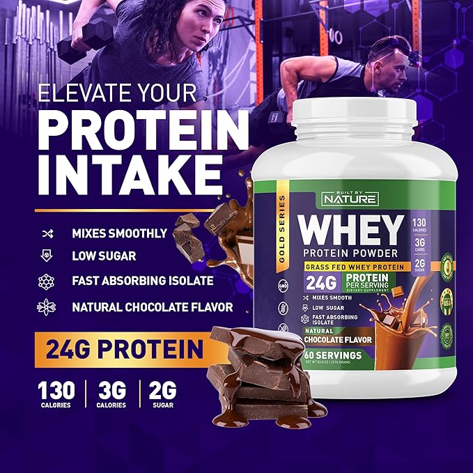 Whey Protein Powder 100% Pure 24g Protein, 60 Servings