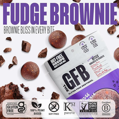 The GFB Fudge Brownie Cookie Protein Bites - Allergen Friendly & Nut Free - Gluten Free, Plant Based, Non GMO, Sustainably Made – Ridiculously Tasty, Healthy, Protein Energy Balls, 4 oz (6 Count)