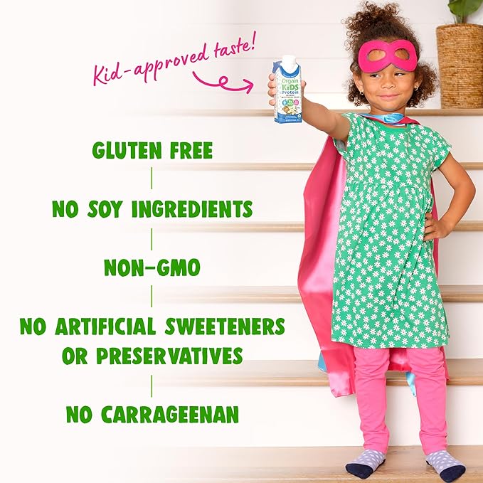 Orgain Organic Kids Nutritional Protein Shake, 8g Dairy 3g Fiber, 22 Vitamins 8.25 Fl 12)