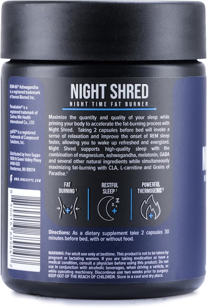 Night Shred Fat Burner and Natural 5-HTP, CLA, (60 Vegetarian