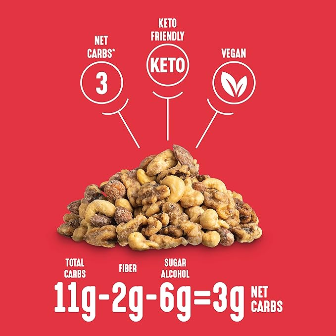 Lakanto Candied Nuts Maple Glazed - No Sugar Added, Sweetened with Monk Fruit, 3 Net Carbs, Keto Diet Friendly, Vegan, On the Go Snack Anytime (Maple Glazed)
