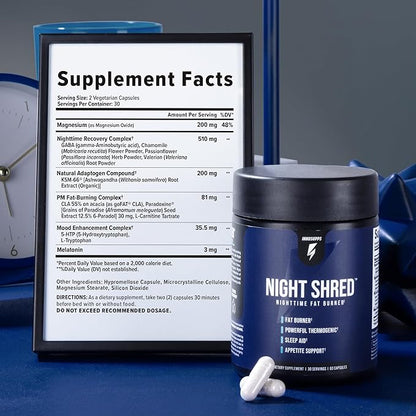 Night Shred Fat Burner and Natural 5-HTP, CLA, (60 Vegetarian
