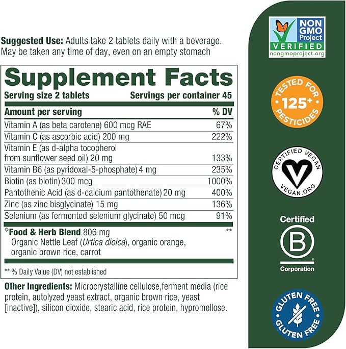 MegaFood Skin, Nails & Hair 2 B6, Vitamin 9 Food 90 Tabs (45 Servings)