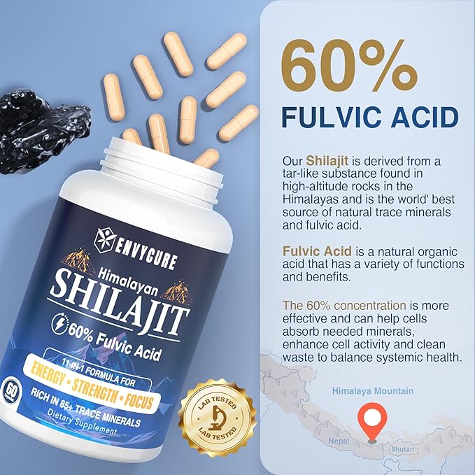Shilajit Supplement 15000mg with 60% Fulvic B12 for