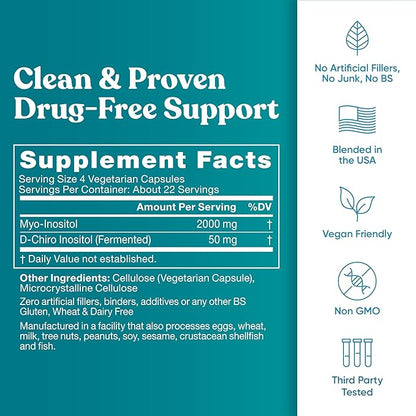 Regulate Cycle Support – Hormone Balance for Women at Optimal 40:1 Myo-Inositol & D-Chiro Inositol – PCOS Supplement for Period Consistency, Menstrual & Ovulation Support – 90 Vegan Capsules