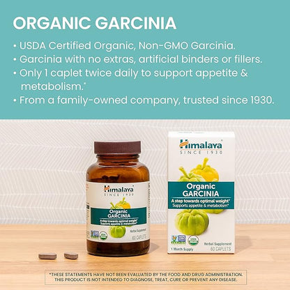Himalaya Organic Garcinia Cambogia Herbal Supplement, 600 mg, 60 Plant-Based 30 Day