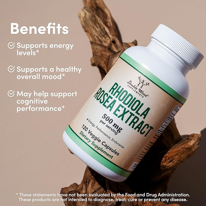Rhodiola Rosea Supplement 500mg, 120 Vegan 3% Salidrosides, 1% Rosavins
